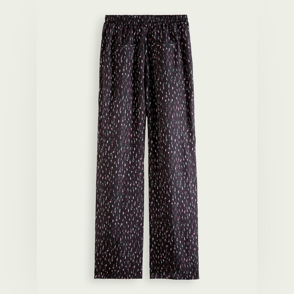 Scotch & Soda Pants - Scotch & Soda “Gia” Wide-Leg Trousers Abstract Print Black Pink Size S/32 LNC